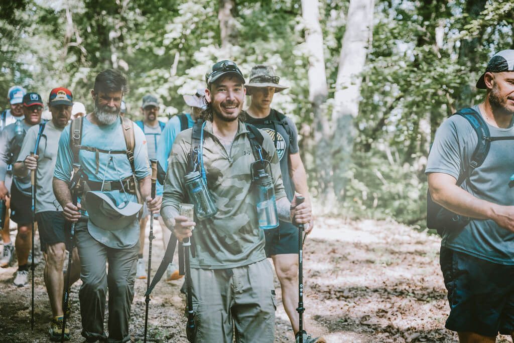 A group hiking together during field training